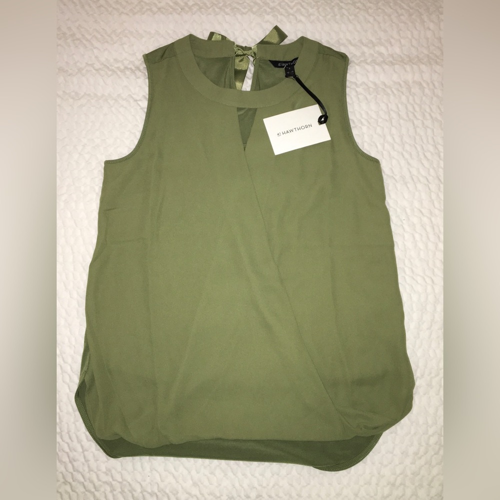 41 Hawthorne clear water mixed material surplus blouse, olive, small